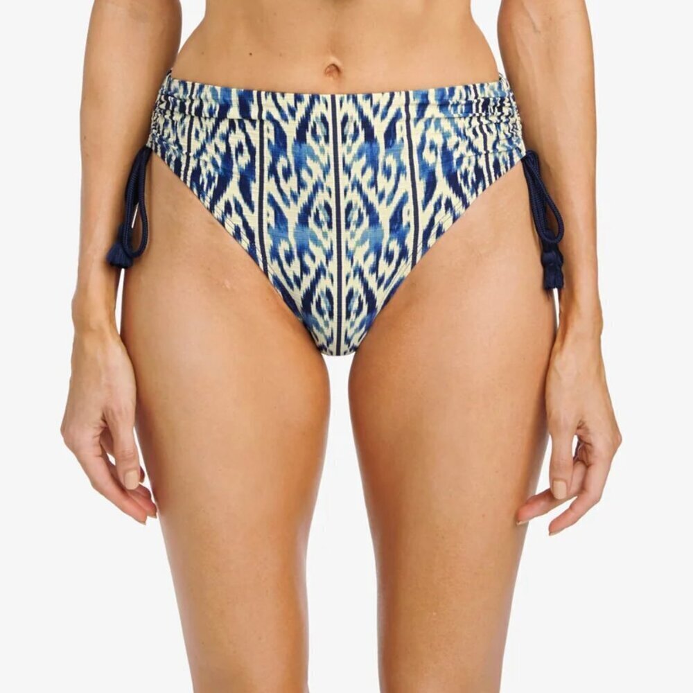 Robin Piccone Aabra High Waist Side Tassel Bikini Bottoms in Lapis Sz. XS NEW
